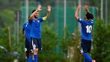 Paolo Gagno and Federico Andres Lorenzatti celebrate reaching the UEFA Regions' Cup final