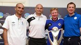Gli allenatori del Gruppo A: Namig Bashirov, Tamás Feczkó, Harry McConkey e Fabrizio Toniutto