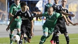 Un'azione della sfida tra Real Madrid e Ludogorets in Bulgaria