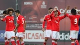 Benfica celebrate after scoring against Monaco