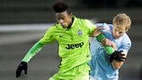Juventus forward Paul Akpan Udoh holds up the ball during the Bianconeri's draw against Malmö