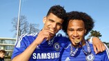 Dominic Solanke (left) and Chelsea's other goalscorer in the final, Isaiah Brown