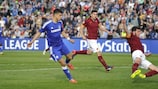 Dominic Solanke scores Chelsea's second goal, his first, against Roma