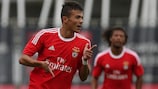 Benfica's Diogo Gonçalves celebrates one of his three goals against Astana on matchday one