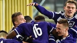 Anderlecht celebrate during their victory over Arsenal