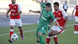Action from the Group A fixture between Ludogorets and Arsenal