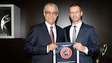AFC President Shaikh Salman bin Ebrahim Al Khalifa and UEFA President Aleksander Čeferin