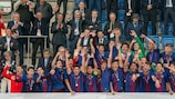 Celebración de los jugadores del Barcelona