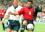 Alan Shearer in action against Spain at EURO '96