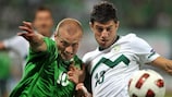 Slovenia (white) lost at home to Northern Ireland in their first Group C outing