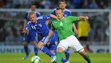 Sammy Clingan (right) helped set up Northern Ireland's first goal against the Faroe Islands