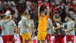 Przemysław Tytoń salutes the crowd after the opening draw