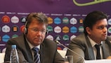 Martin Kallen and Markiyan Lubkivskyi at Monday's press conference in Kyiv