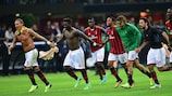 Milan celebrate beating Celtic