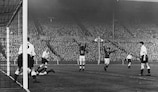 Hungary's Ferenc Puskás celebrates his memorable goal against England
