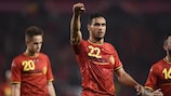 Nacer Chadli celebrates after putting Belgium's 4-1 up against Luxembourg