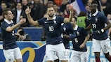 Karim Benzema takes the acclaim of the crowd after his opener