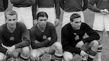 Gyula Grosics (in nero) con la nazionale ungherese nei primi anni '50