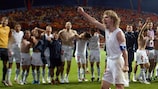 Pavel Nedvěd leads the celebrations after the Czechs' 2004 win against the Netherlands