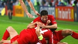 Turkey celebrate Nihat Kahveci's dramatic winner against the Czech Republic