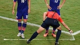 O árbitro português Pedro Proença usou o spray de tinta temporária durante o Mundial