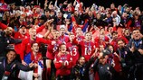 Serbia celebrate their success in New Zealand