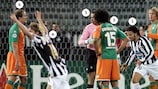 Juventus and Bremen players react to Emerson's goal