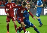 Tomáš Rosický in action during the first Group A meeting with Iceland in November