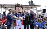 Super Victor in Lyon to mark one year until the start of UEFA EURO 2016