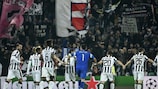 A Juventus festeja o triunfo sobre o Dortmund