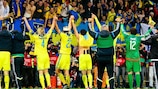 Ukraine players salute their fans at full-time in Slovenia