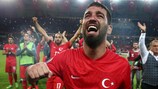 Arda Turan celebrates after Turkey's qualification