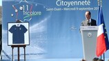François Hollande launches the 'citizenship' program at Stade Bauer in Saint-Ouen