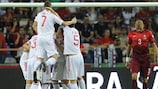 Albania celebrate their winner in Portugal