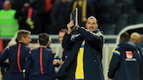 Zlatan Ibrahimović celebrates reaching the play-offs with Sweden