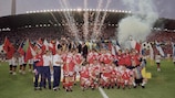 La selección danesa celebrando su triunfo en 1992