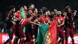 Portugal celebrate confirming their place in the finals