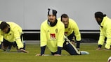 Zlatan Ibrahimović no treino da Suécia antes da primeira mão