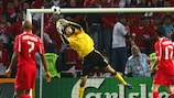 Petr Čech makes a save in the Czech Republic's UEFA EURO 2008 meeting with Turkey