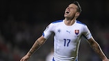 Marek Hamšík shows his delight after scoring against Luxembourg in qualifying