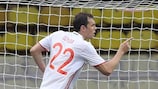 Artem Dzyuba celebrates opening the scoring in the 1-1 friendly draw with Serbia