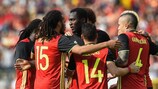 Romelu Lukaku (Mitte) brachte Belgien gegen Norwegen in Führung