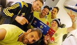 Sweden players with their ticket for the finals