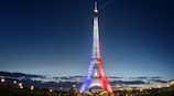 The Eiffel Tower will be lit up in the best-supported team's colours every night