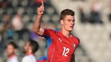 Patrik Schick celebra un gol con la selección sub-21 de la República Checa