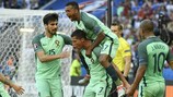Криштиану Роналду празднует гол в ворота венгров