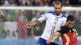 Italy defender Giorgio Chiellini (left) is a booking from a ban