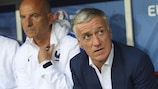 France coach Didier Deschamps watches the game with Switzerland