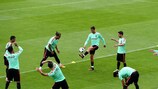 Cristiano Ronaldo y su selección, en un entrenamiento