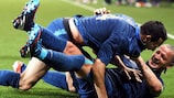 Adil Rami (top) is congratulated by Philippe Mexès after scoring France's winner against Iceland in a 2012 friendly